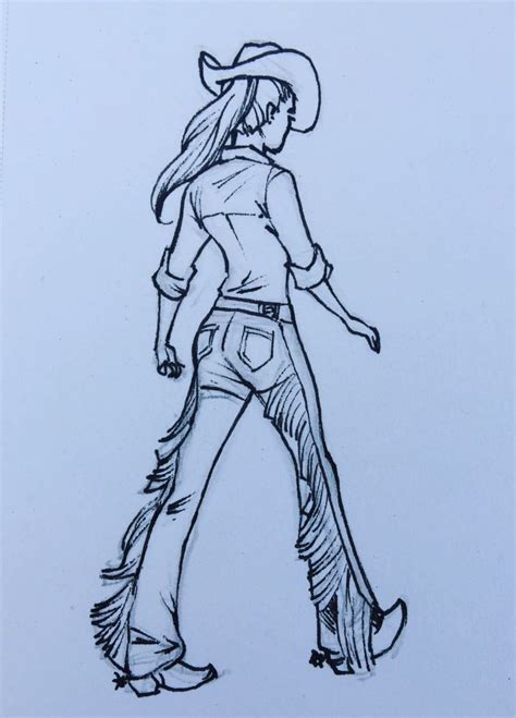 cowgirl drawing easy